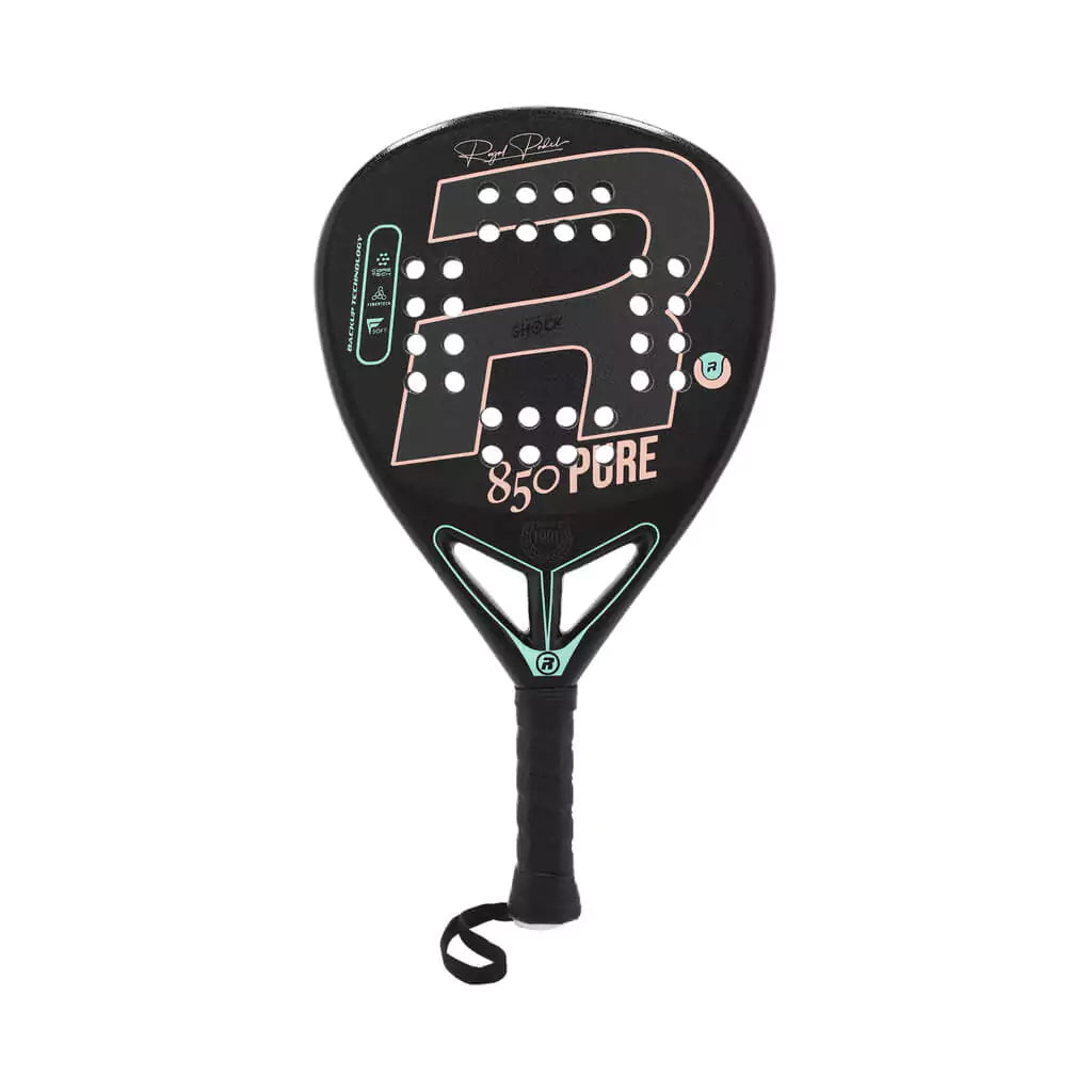 SPORT: PADEL. Shop Royal Padel at USA premier Racket and Paddle Sports store, "iamracketsports". Racket model is a Royal Padel RP 850 PURE Woman 2023 Padel Racket  intermediate players. Racquet/Paleta is in vertical orientation.