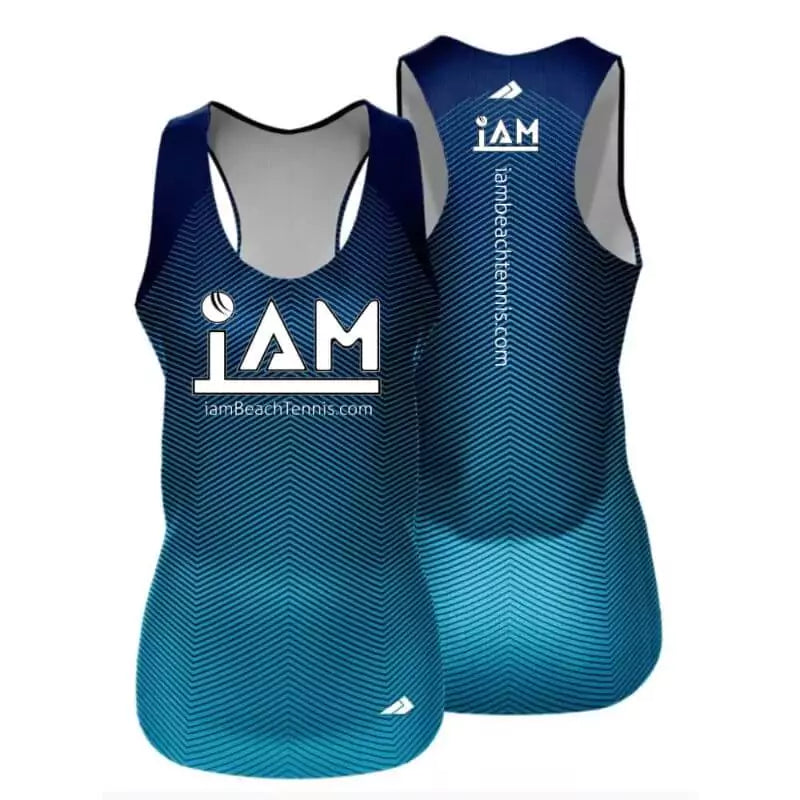 iamBeachTennis 2022/2023 Collection Womens beach tennis top in blue and white.