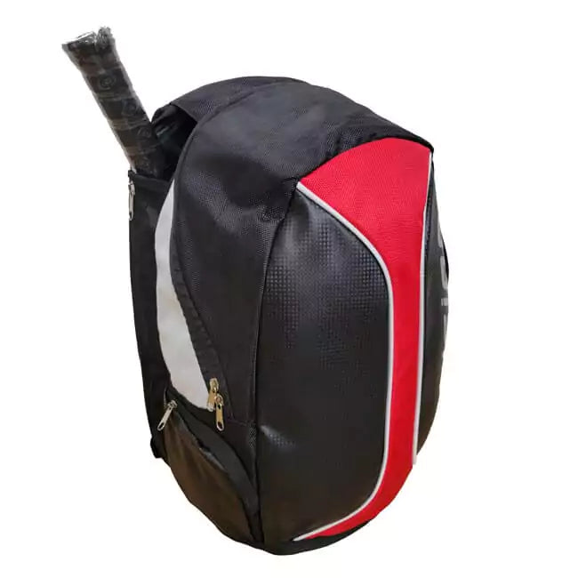 iamBeachTennis store - Vision Beach Tennis brand bag - model Vision Red Backpack Beach Tennis Bag with paddle compartment - side/back view