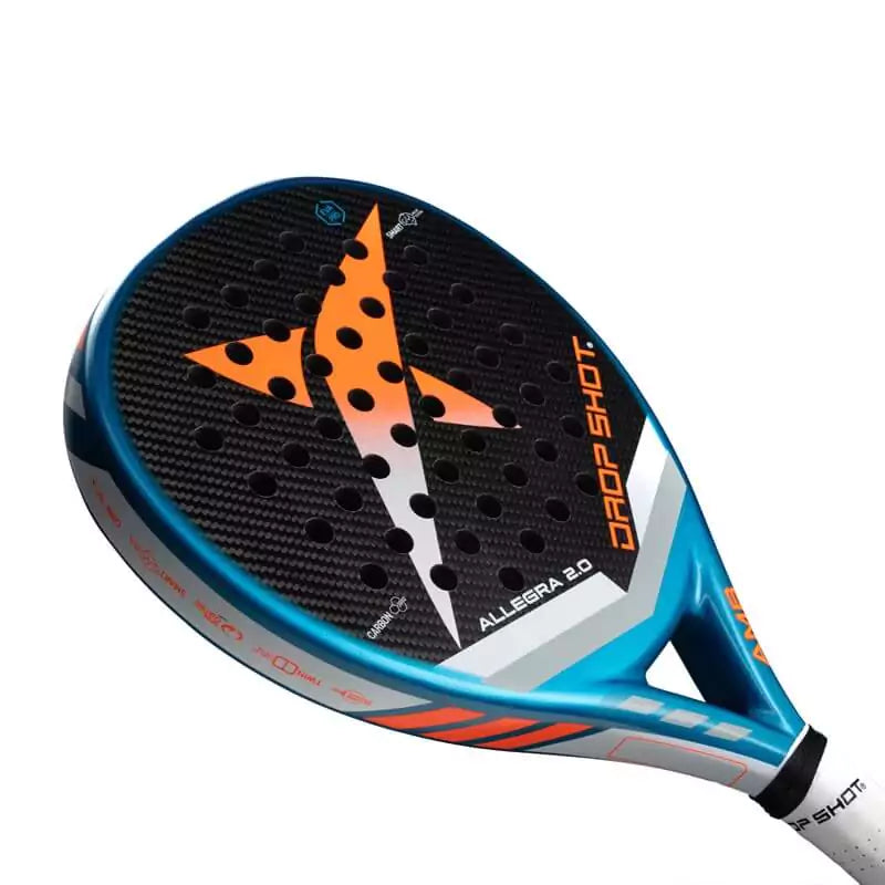 SPORT: PADEL. Shop DROP SHOT SPORTS at USA premier Racket and Paddle Sports store, "iamracketsports". Racket model is a Drop Shot 2023 ALLEGRA 2.0 Professional Padel Paddle/Racket for Professional and Advanced players. Face view of the Racquet/Paleta.