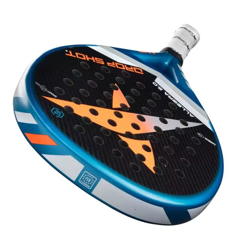 SPORT: PADEL. Shop DROP SHOT SPORTS at USA premier Racket and Paddle Sports store, "iamracketsports". Racket model is a Drop Shot 2023 ALLEGRA 2.0 Professional Padel Paddle/Racket for Professional and Advanced players. Head horizontal view of the Racquet/Paleta.