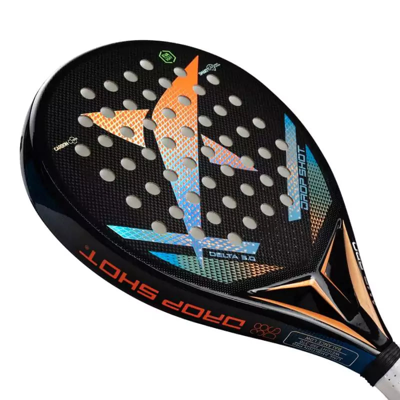 SPORT: PADEL. Shop DROP SHOT SPORTS at USA premier Racket and Paddle Sports store, "iamracketsports". Racket model is a Drop Shot DELTA 3.0 Professional Padel Paddle Paddle/Racket for Professional and Advanced players. Face view of the Racquet/Paleta.