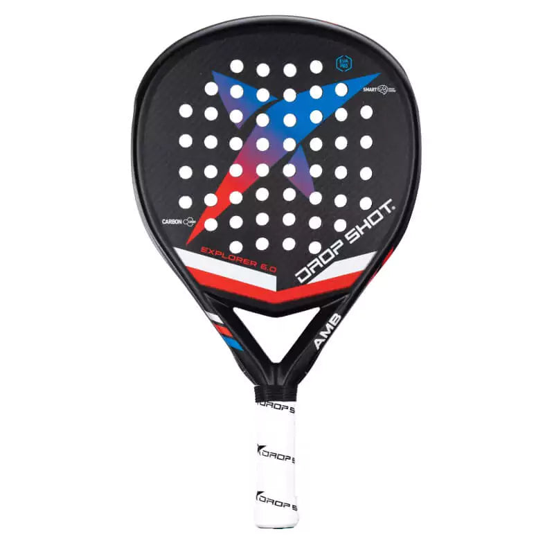 SPORT: PADEL. Shop DROP SHOT SPORTS at USA premier Racket and Paddle Sports store, "iamracketsports". Racket model is a Drop Shot EXPLORER 6.0 Professional Padel Paddle/Racket for Intermediate and Advanced players. Racquet/Paleta is in vertical orientation.