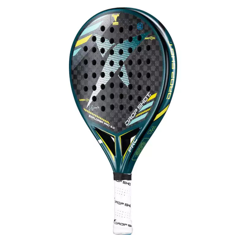 SPORT: PADEL. Shop DROP SHOT SPORTS at USA premier Racket and Paddle Sports store, "iamracketsports". Racket model is a Drop Shot EXPLORER PRO 5.0 Professional Padel Paddle/Racket for Intermediate and Advanced players. Racquet/Paleta is in vertical right side orientation.