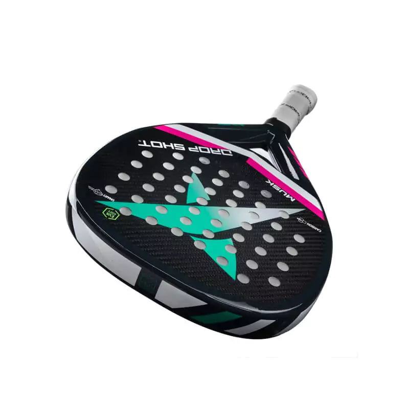 SPORT: PADEL. Shop DROP SHOT SPORTS at USA premier Racket and Paddle Sports store, "iamracketsports". Racket model is a Drop Shot MUSK Professional Padel Paddle/Racket for Professional and Advanced players. Head horizontal view of the Racquet/Paleta.