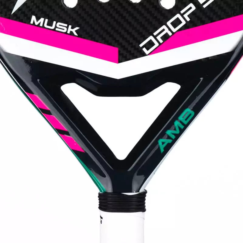 SPORT: PADEL. Shop DROP SHOT SPORTS at USA premier Racket and Paddle Sports store, "iamracketsports". Racket model is a Drop Shot MUSK Professional Padel Paddle/Racket for Professional and Advanced players. Neck view of the Racquet/Paleta.