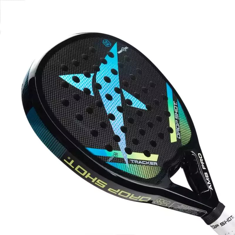 SPORT: PADEL. Shop DROP SHOT SPORTS at USA premier Racket and Paddle Sports store, "iamracketsports". Racket model is a Drop Shot TRACKER Professional Padel Paddle/Racket for Professional and Advanced players. Face view of the Racquet/Paleta.