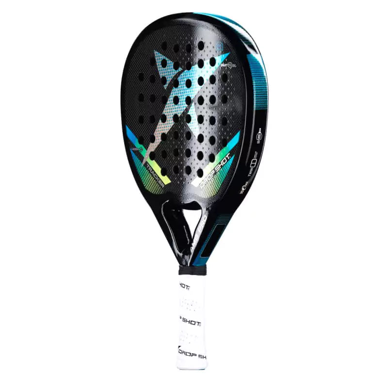 SPORT: PADEL. Shop DROP SHOT SPORTS at USA premier Racket and Paddle Sports store, "iamracketsports". Racket model is a Drop Shot TRACKER Professional Padel Paddle/Racket for Professional and Advanced players. Racquet/Paleta is in vertical right side orientation.