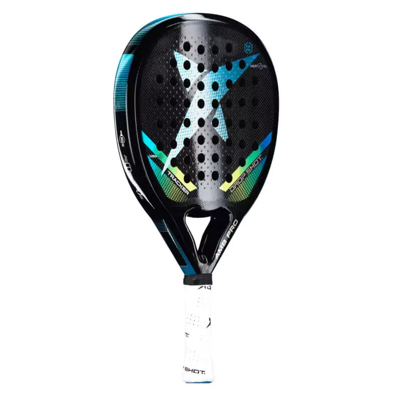 SPORT: PADEL. Shop DROP SHOT SPORTS at USA premier Racket and Paddle Sports store, "iamracketsports". Racket model is a Drop Shot TRACKER Professional Padel Paddle/Racket for Professional and Advanced players. Racquet/Paleta is in vertical left side orientation.