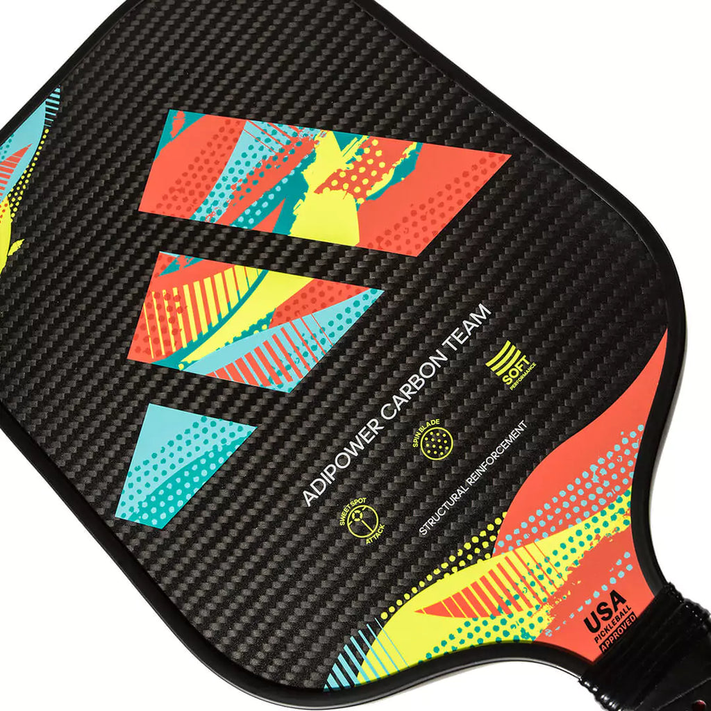 SPORT: PICKLEBALL. Shop Adidas Pickleball at iamRacketSports, Miami, Florida, USA. Racket model is a 2023 Adidas ADIPOWER CARBON TEAM ATTK 3.2 Pickleball Paddle/racket for professionals and advanced players. Racquet/Paleta face.