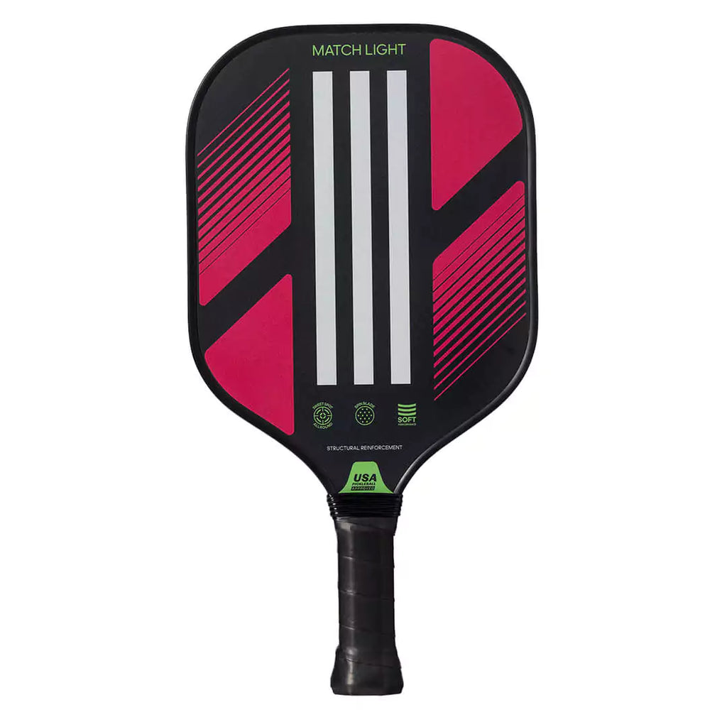 SPORT: PICKLEBALL. Shop Adidas Pickleball at USA premier Racket and Paddle Sports store, "iamracketsports". Racket model is a 2023 Adidas MATCH LIGHT 2 Pickleball Paddle/racket for beginner and intermediate players. Racquet/Paleta is in vertical orientation.
