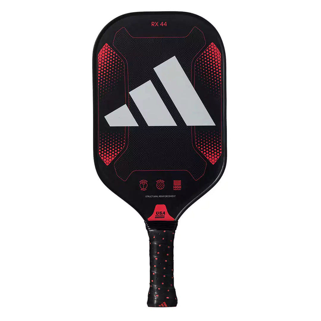 SPORT: PICKLEBALL. Shop Adidas Pickleball at USA premier Racket and Paddle Sports store, "iamracketsports". Racket model is a 2023 Adidas RX44 2 Pickleball Paddle/racket for beginner and intermediate players. Racquet/Paleta is in vertical orientation.