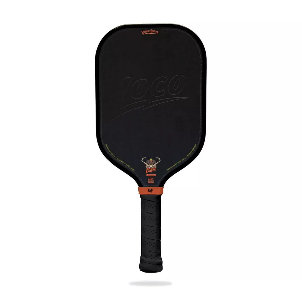 A Bread & Butter THE LOCO Elongated 16 mm 2025 Pickleball Paddle, 
available from Iam-pickleball.com, online and in-store, Miami USA, worldwide shipping.