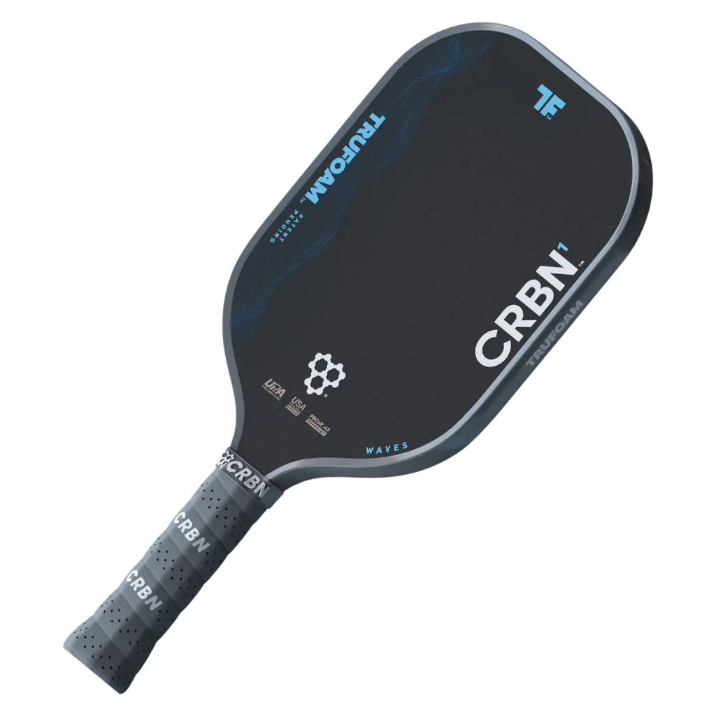 A CRBN¹ TruFoam WAVES ELONGATED LONG HANDLE Pickleball Paddle,
available from IamRacketsports.com, online and in-store, Miami USA.