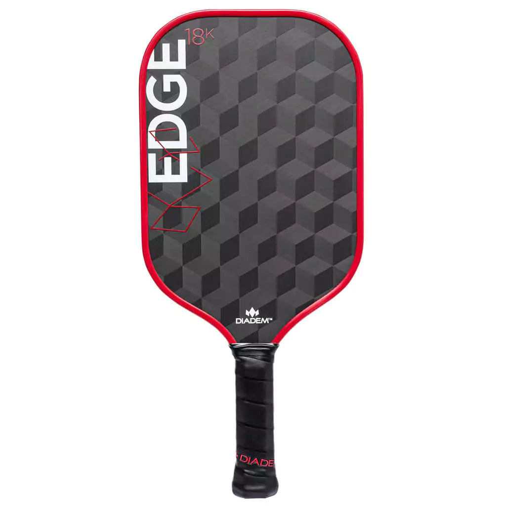 SPORT: PICKLEBALL. Shop Diadem Sports Pickleball at "iamPickleball.Store" a division of "iamracketsports.com". Racket model is a 2023 Diadem Edge 18K advanced/professional Pickleball Paddle. Paddle is in vertical position.