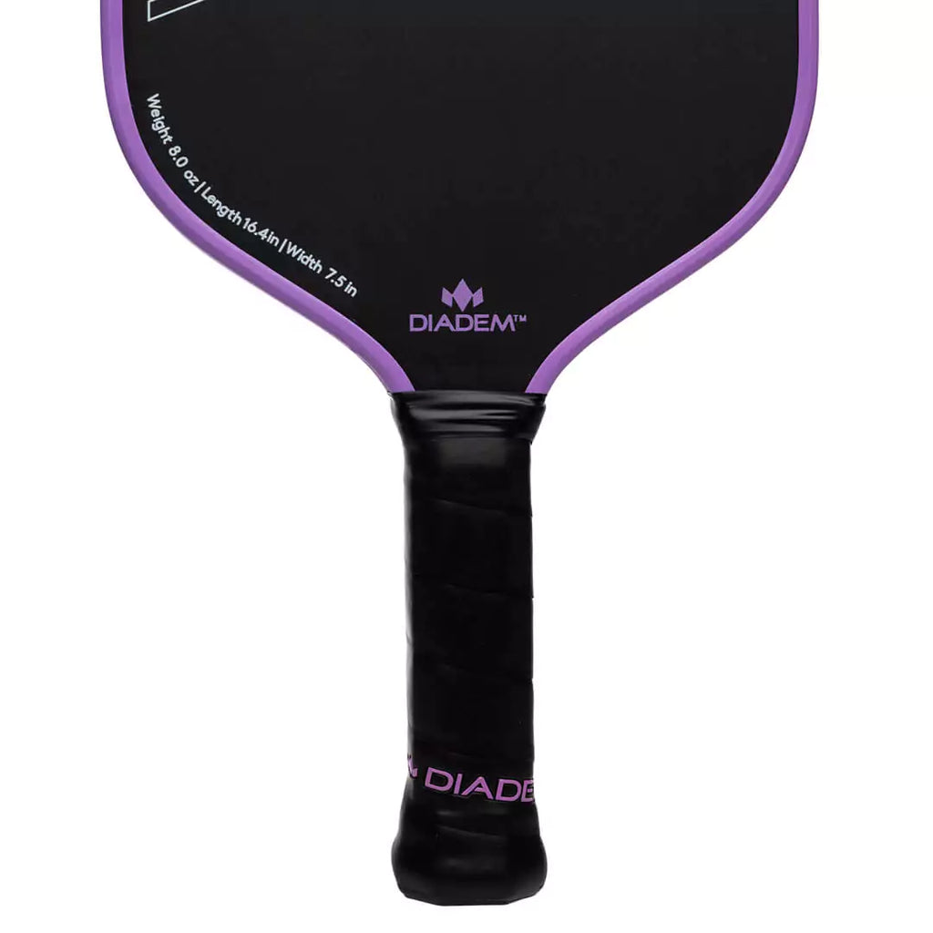 iamRacketSports presents Diadem Sports Warriors Edge Special Edition pickleball paddle in Lilac. Handle of paddle.