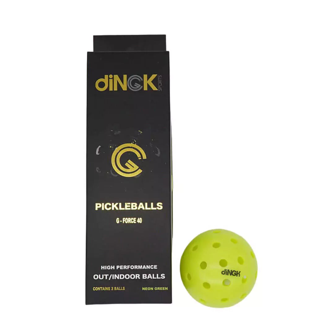 Shop "Dingk Sports Pickleball" at "iamPickleball.store" a online boutique depot store - Dingk Brand - Dingk 3 pack of G-Force 40  Pickleball balls. In Box