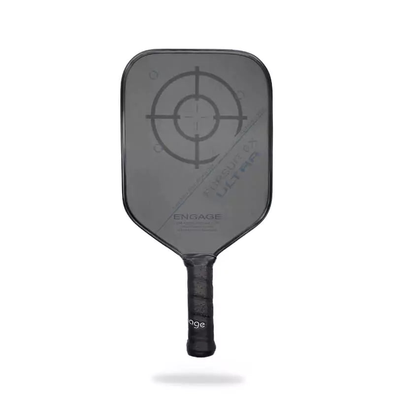 SPORT: PICKLEBALL. Shop Pickleball Paddles and Rackets at "iam-Pickleball.com" a division of "iamracketsports.com". Engage Pickleball Racket model is a 2023 Engage PURSUIT ULTRA EX 6.0 Carbon Fiber Standard  Pickleball Paddle/racket for beginner to advanced/professional players. Racquet/Paleta is in vertical orientation. Front of Paddle.