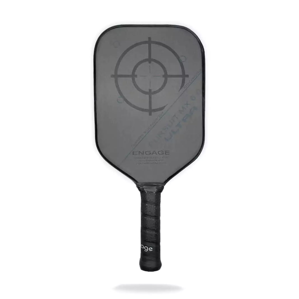 SPORT: PICKLEBALL. Shop Pickleball Paddles and Rackets at "iam-Pickleball.com" a division of "iamracketsports.com". Engage Pickleball Racket model is a 2023 Engage PURSUIT ULTRA MX 6.0 Carbon Fiber Standard  Pickleball Paddle/racket for beginner to advanced/professional players. Racquet/Paleta is in vertical orientation. Front of Paddle.