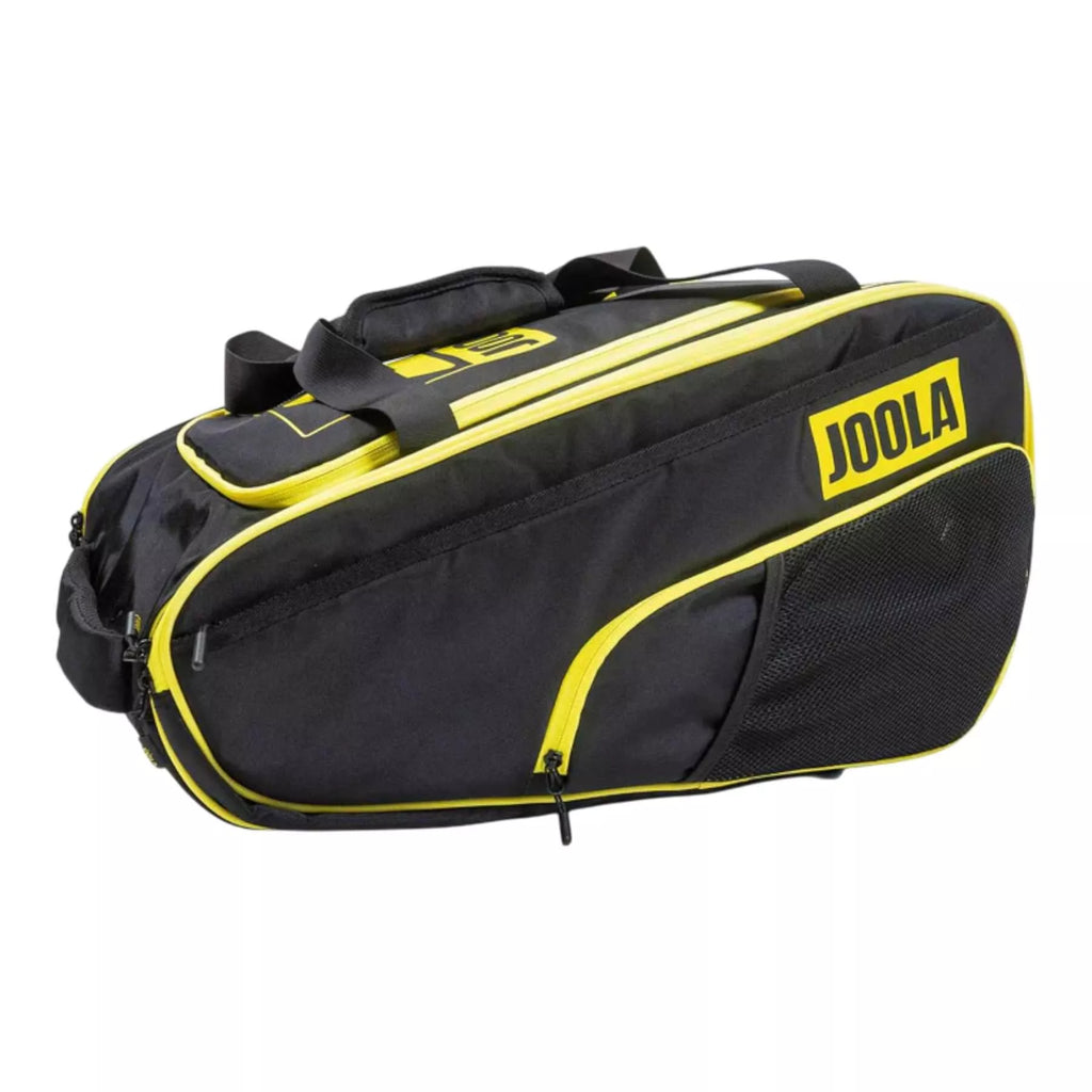 A Joola Tour Elite Pickleball Bag in black and yellow, available from Iam-pickleball.com, online and in-store, Miami USA, worldwide shipping.
