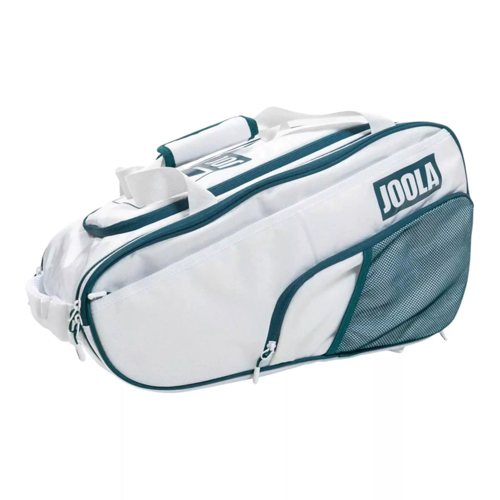 A white Joola Tour Elite Pickleball Bag , 
available from Iam-pickleball.com, online and in-store, Miami USA, worldwide shipping.
