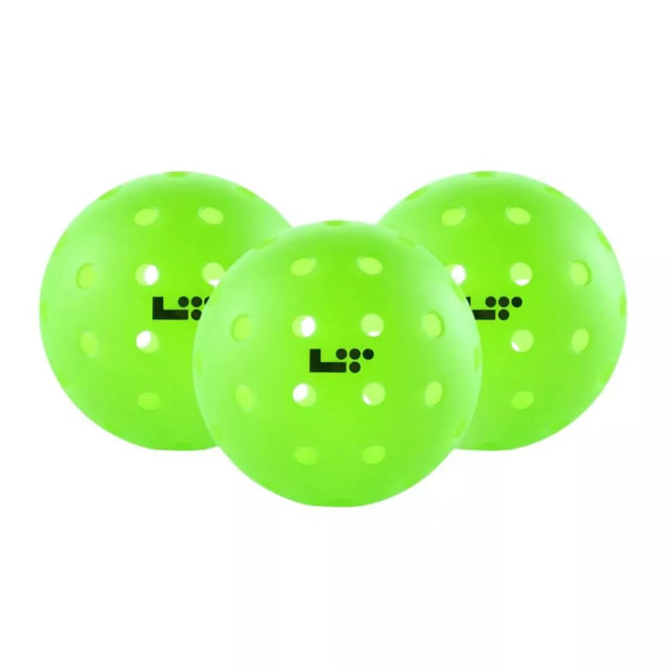 A set of three Life Time LT Pro 48 Performance Pickleball balls, 
available from Iam-pickleball.com, online and in-store, Miami USA, worldwide shipping.