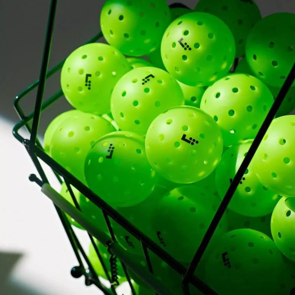 A basket full of three Life Time LT Pro 48 Performance Pickleball balls, 
available from Iam-pickleball.com, online and in-store, Miami USA, worldwide shipping.