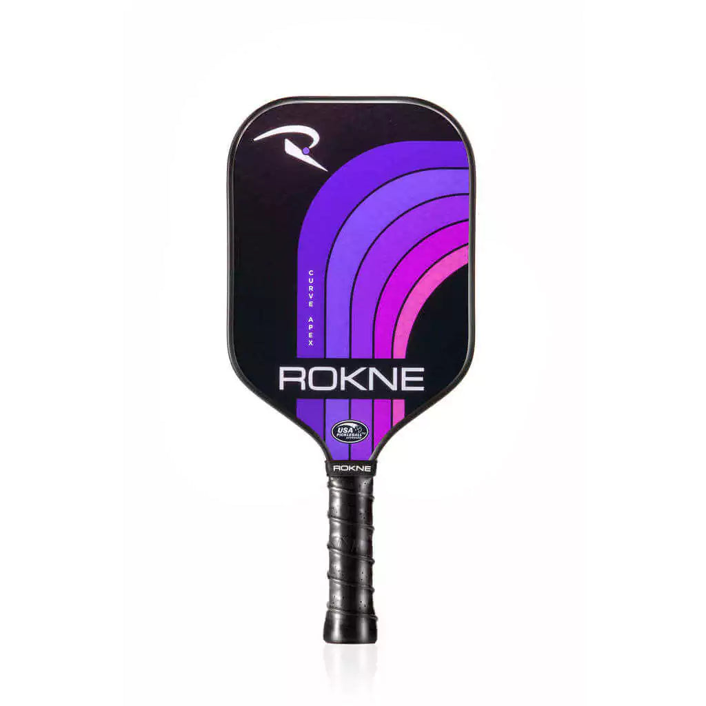 SPORT: PICKLEBALL. Shop Rokne Pickleball at USA premier Racket and Paddle Sports store, "iamracketsports". Racket model is a 2023 Rokne Curve Apex NORTHERN SKY Pickleball Paddle/racket for beginner and intermediate players. Racquet/Paleta is in vertical orientation.