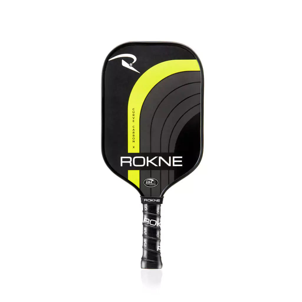 SPORT: PICKLEBALL. Shop Rokne Pickleball at USA premier Racket and Paddle Sports store, "iamracketsports". Racket model is a 2023 Rokne Curve Carbon x LIGHTNING Pickleball Paddle/racket for advanced and professional players. Racquet/Paleta is in vertical orientation.