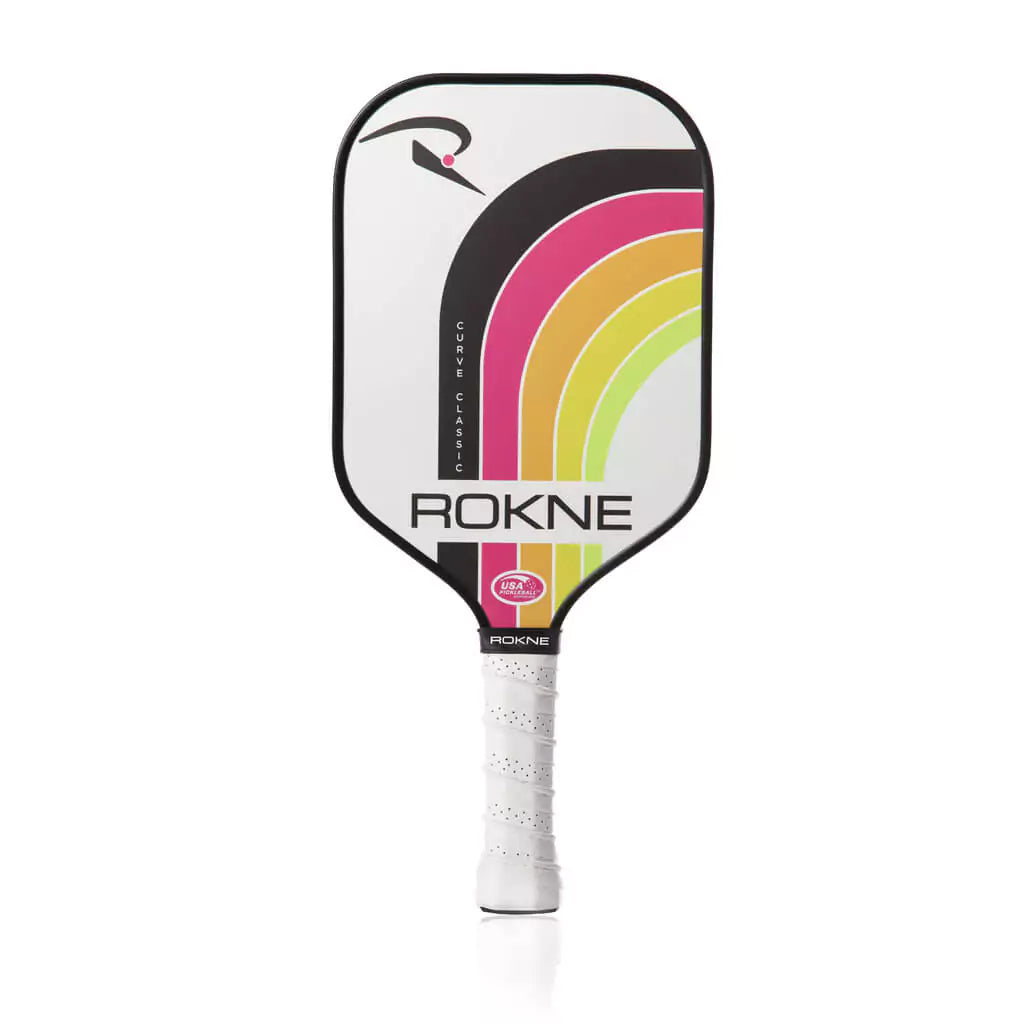 SPORT: PICKLEBALL. Shop Rokne Pickleball at USA premier Racket and Paddle Sports store, "iamracketsports". Racket model is a 2023 Rokne Curve Classic ELECTRIC CITRUS Pickleball Paddle/racket for beginner and intermediate players. Racquet/Paleta is in vertical orientation.