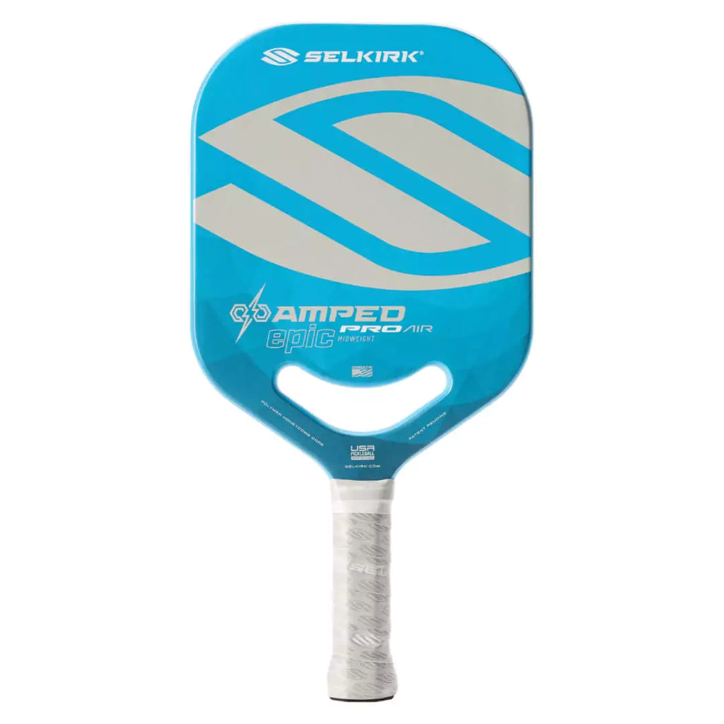 A blue Selkirk AMPED PRO AIR EPIC Pickleball Paddle, shop Selkirk at iam-Pickleball.com, Miami store.