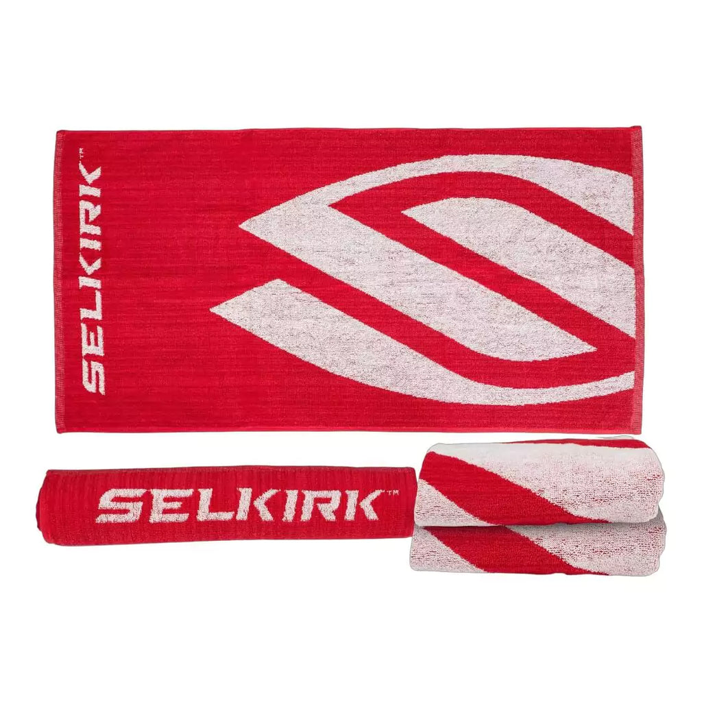 A red Selkirk Cotton Towel - 19" x 36", available from IamBeachTennis.com, online and in-store, Miami USA.