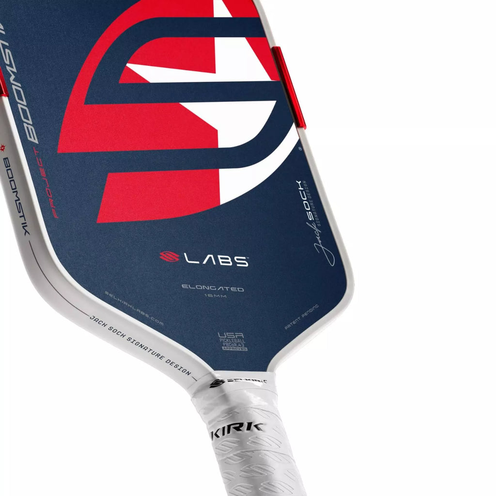A Jack Sock Selkirk LABS Project BOOMSTIK Elongated 16mm Pickleball Paddle, available from IamRacketsports.com, online and in-store, Miami USA.