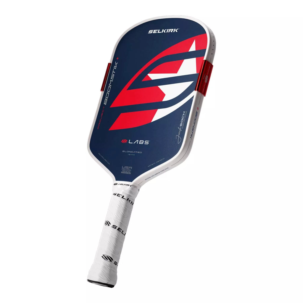 A Jack Sock Selkirk LABS Project BOOMSTIK Elongated 16mm Pickleball Paddle, available from IamRacketsports.com, online and in-store, Miami USA.