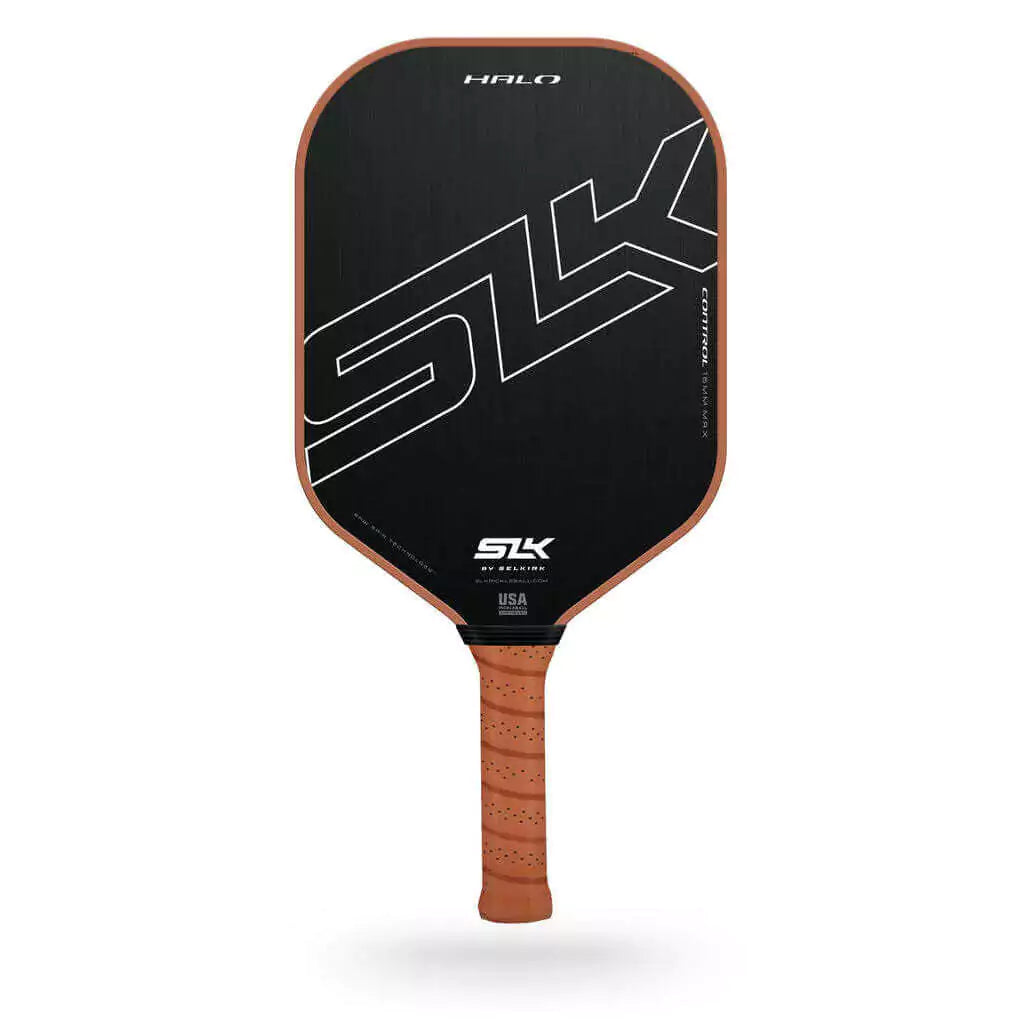 Racquet/Paleta is in side vertical orientation. Front of Paddle.
