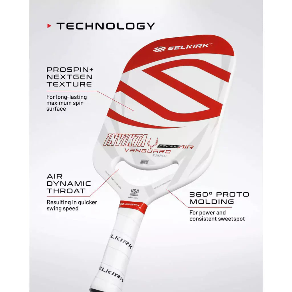 SPORT: PICKLEBALL. Shop Selkirk Sports Pickleball at iambeachtennis maimi Racket and Paddle Sports store. Racket model is a 2023 Selkirk Vanguard Power Air Invikta Pickleball Paddle/racket for beginner to advanced/professional. Infographic view of Racquet/Paleta with paddle specifications.