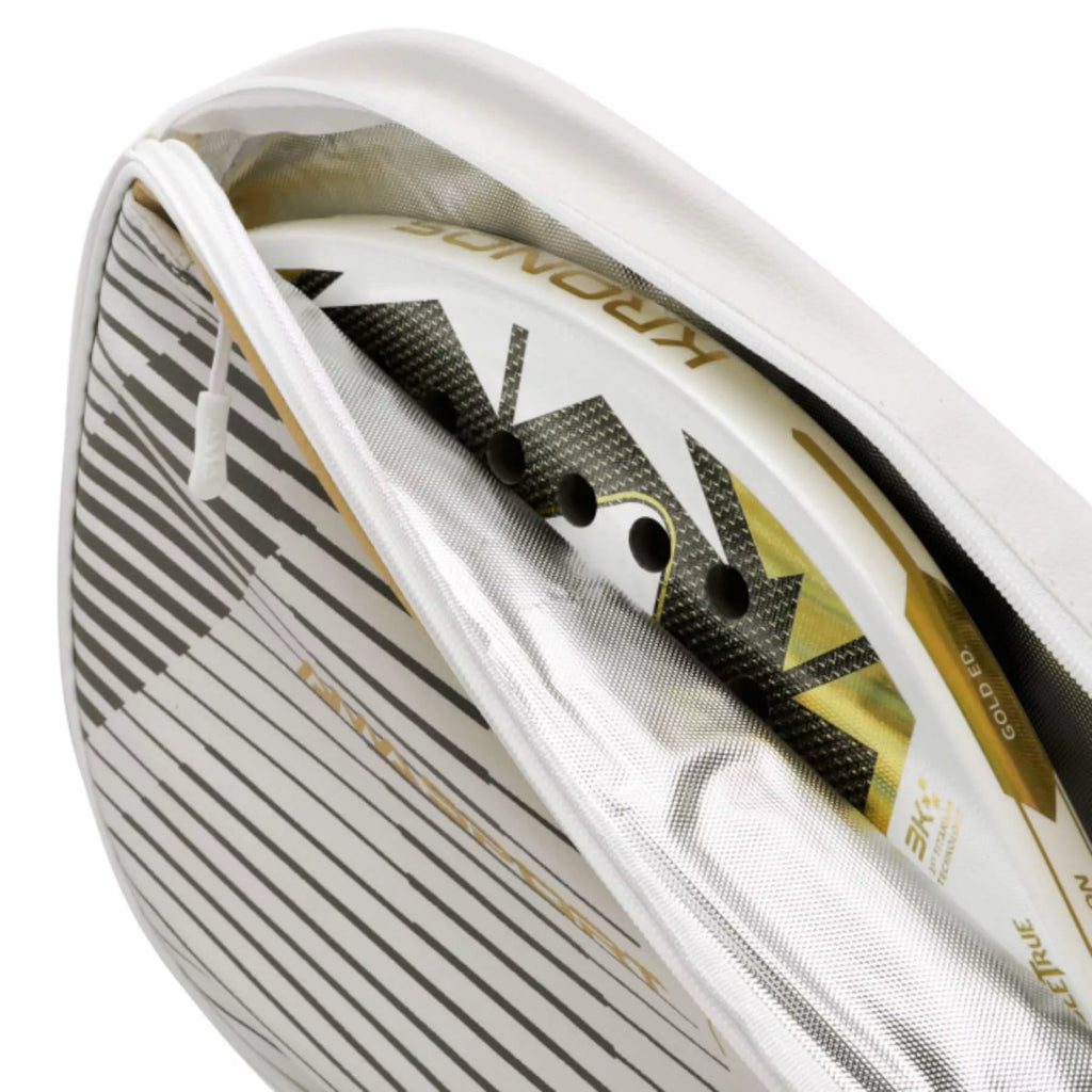 Racket cover for the AMA Sport KRONOS WHITE TITANIUM Hugo Russo Beach Tennis Racket, available from IamBeachTennis.com, online and in-store, Miami USA, worldwide shipping.