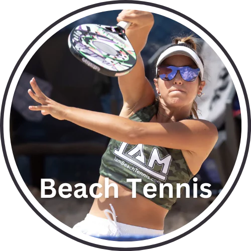 IamBeachTennis sponsored beach tennis player smashing a beach tennis ball.  Shop Beach Tennis Rackets & Paddles at iamBeachTennis an online boutique warehouse store. 