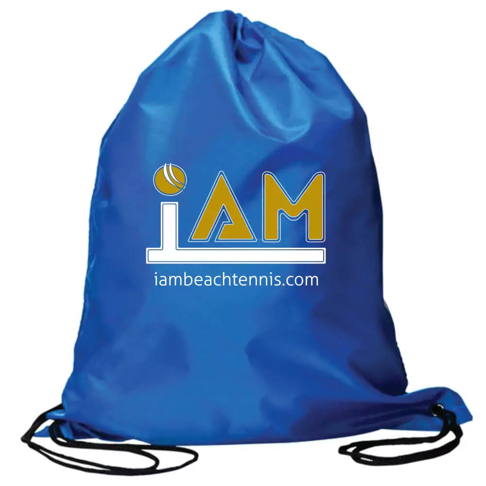 iamBeachTennis Drawstring bag. Created for carrying your racket & balls or lines and other equipment. Color: Blue