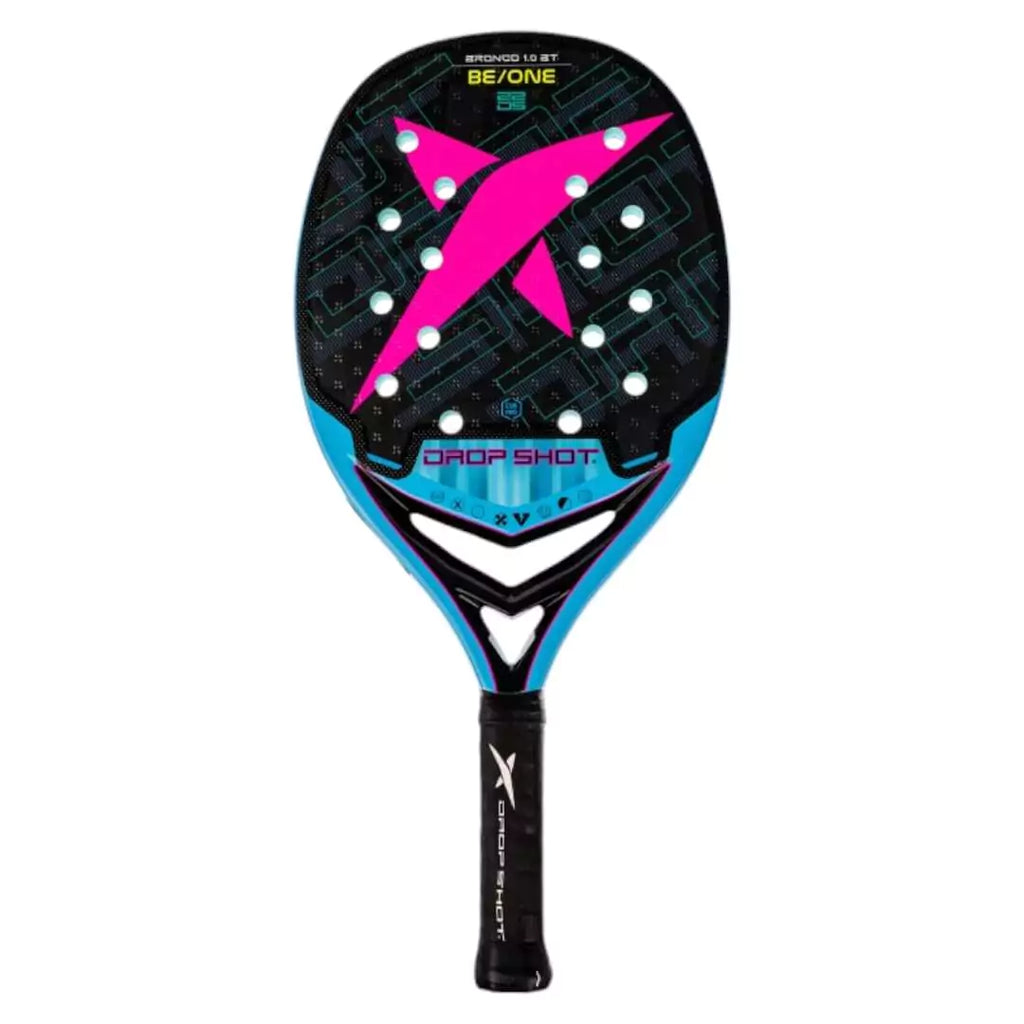 A Drop Shot BRONCO 1.0 BT 2024 Beach Tennis Paddle, available from iamBeachTennis.com.