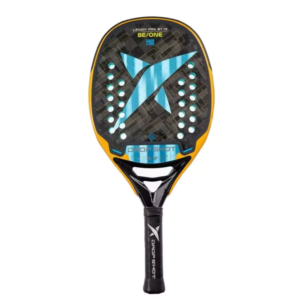 A iamBeachTennis.com, Drop Shot LEGACY PRO 1.0 BT 2024 Beach Tennis Paddle, stocked product, with EVA Pro High Density core, cubic-carbon 18K face, 22mm thick, 320-340 grams.