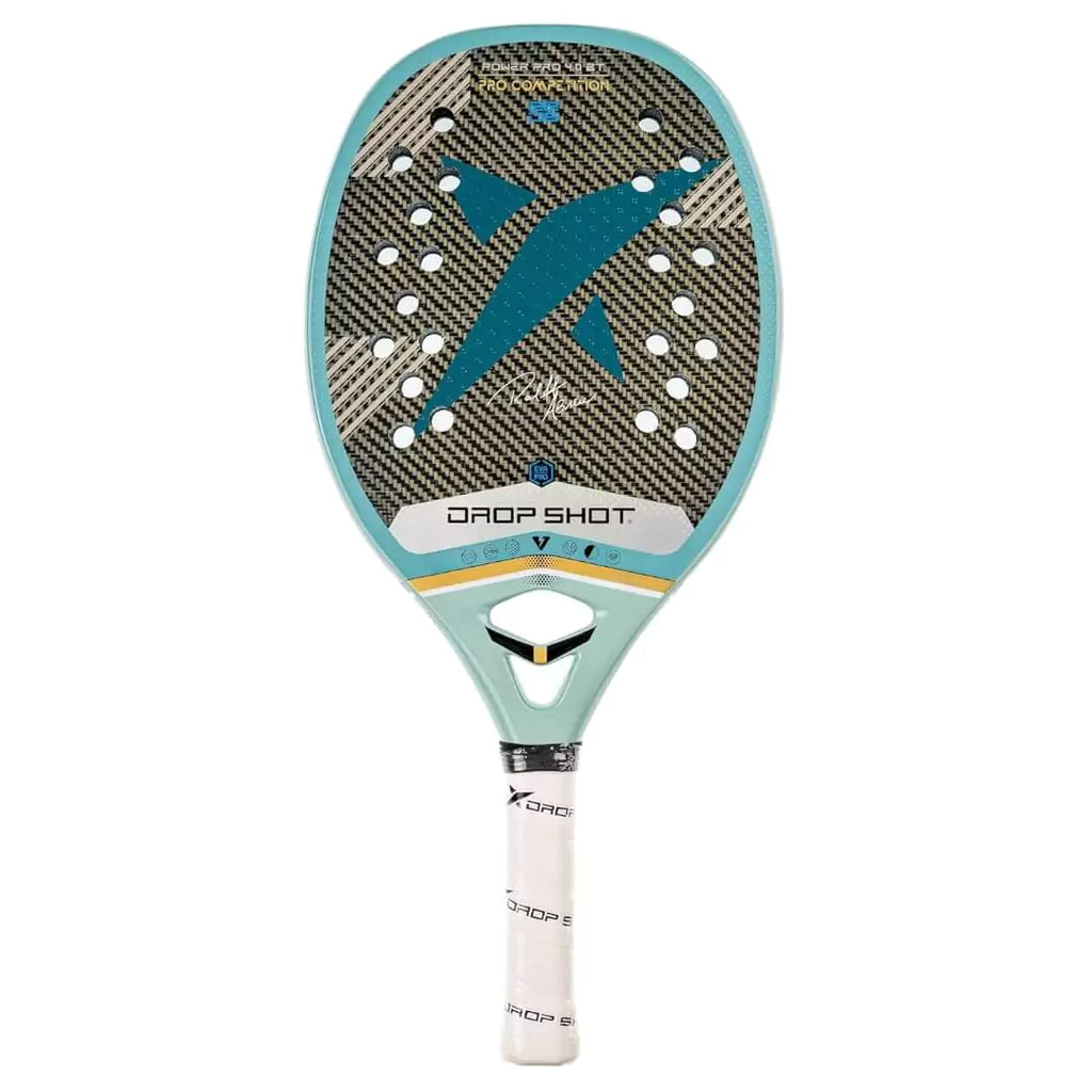 A Ralff Abrec signature Drop Shot POWER PRO 4.0 BT 2024 Beach Tennis Paddle, iamRacketSports.com store stocked product, with with Carbon Kevlar and Cork Face, Eva Pro High Density core, 22mm thick, 320-340 grams.