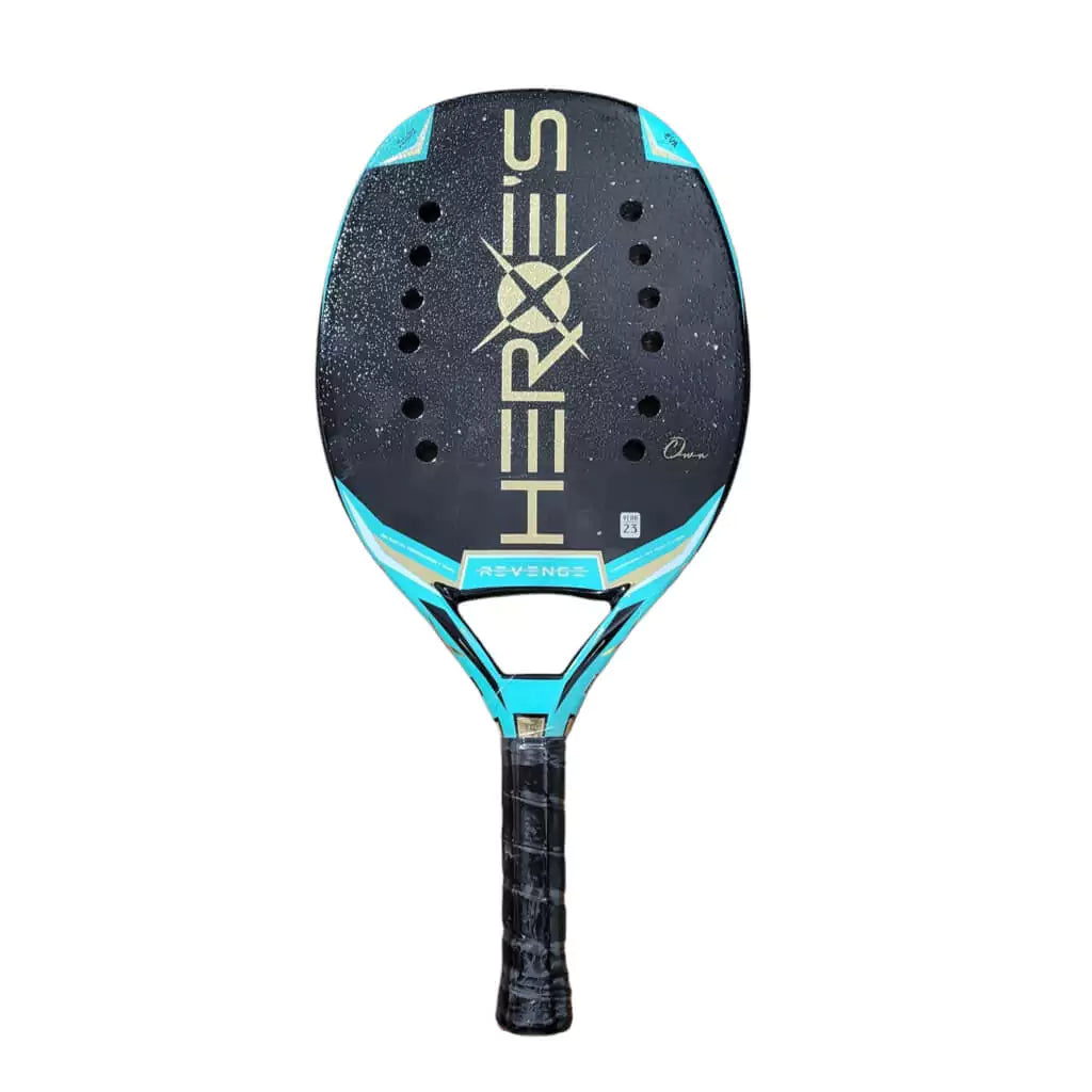 Shop Heroes Beach Tennis at USA premier BT store, "iambeachtennis". Racket model is a 2023 Heroes REVENGE Beach Tennis racchetta/paddle for professional with OWN CRYSTAL Grit Treatment
