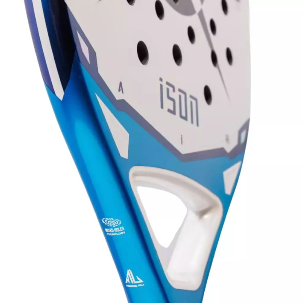 The heart of a Heroe's ISON 2025 carbon 12K Beach Tennis Racket With Glipper, available from IamBeachTennis.com, online and in-store, Miami USA, worldwide shipping.