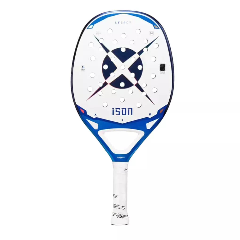 A Heroe's ISON 2025 carbon 12K Beach Tennis Racket With Glipper, available from 
IamBeachTennis.com, online and in-store, Miami USA, worldwide shipping.