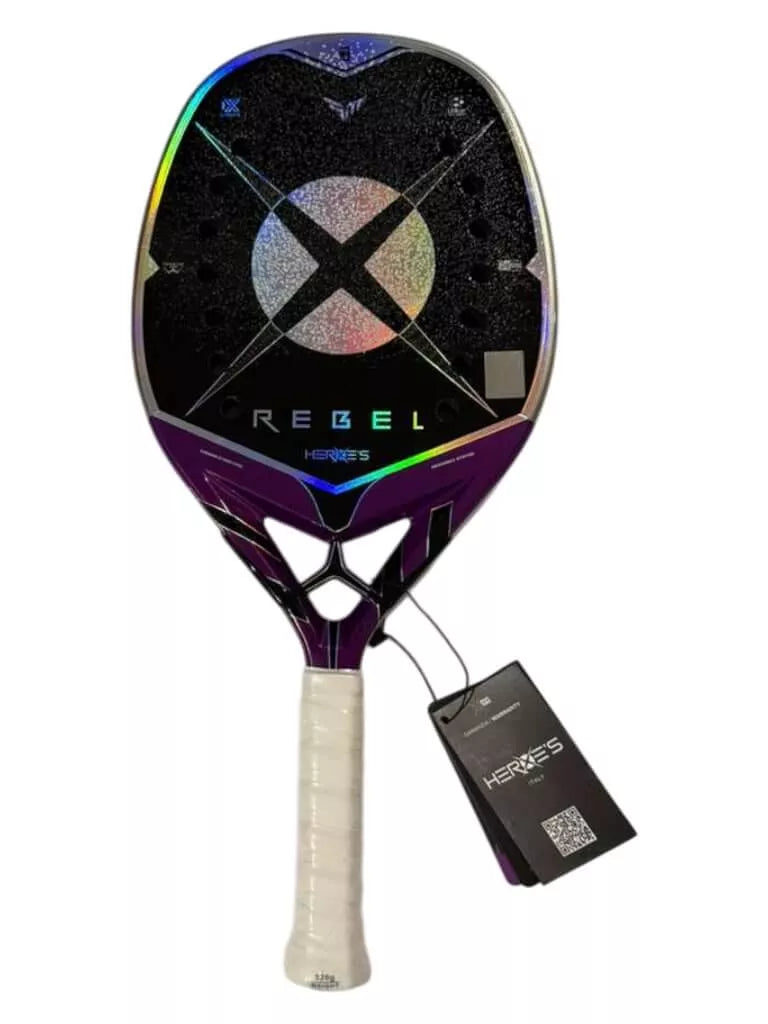 A Heroe's REBEL 2025  Beach Tennis Racket with Glipper, available from IamBeachTennis.com, online and in-store, Miami USA, worldwide shipping.