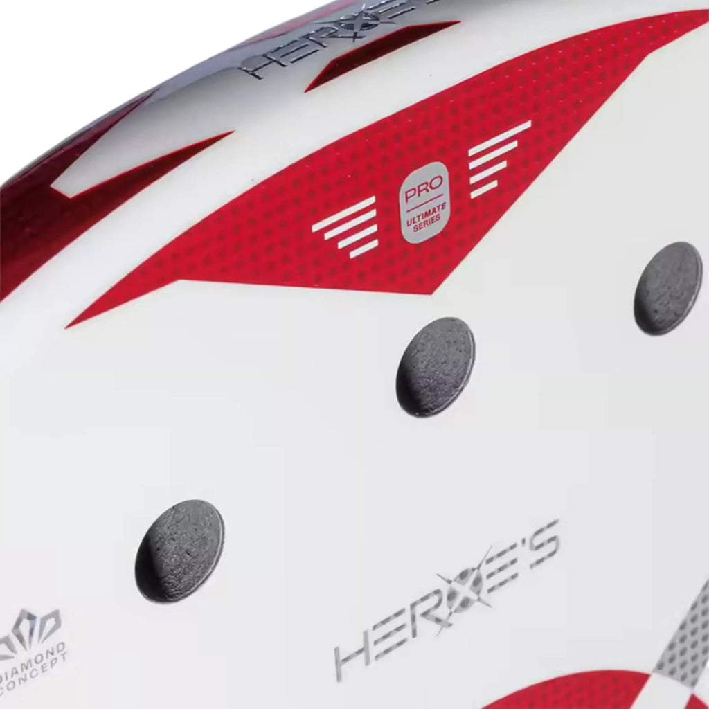 The Edge and face of a Heroe's STARLIGHT RUBY GIULIA & NINNY 2026 Beach Tennis Racket with Grit treatment, available from IamBeachTennis.com, online and in-store, Miami USA, worldwide shipping.