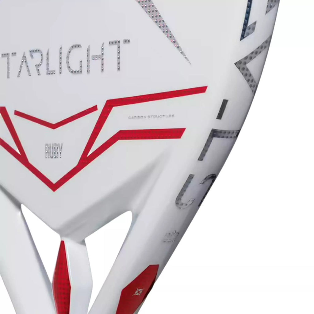 The Edge and face of a Heroe's STARLIGHT RUBY GIULIA & NINNY 2026 Beach Tennis Racket with Grit treatment, available from IamBeachTennis.com, online and in-store, Miami USA, worldwide shipping.