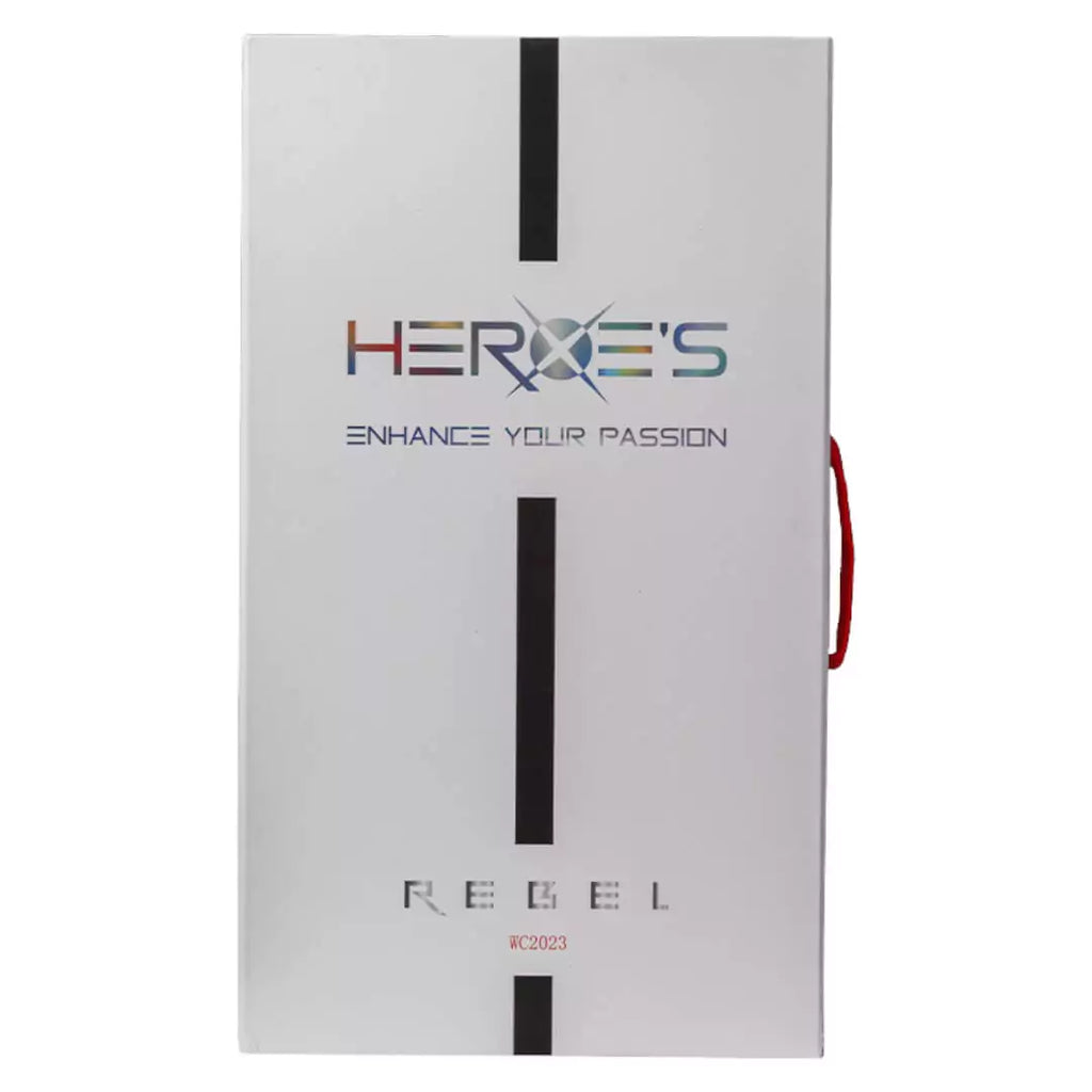 SPORT: BEACH TENNIS. Shop Heroes brand at iamracketsports. Exterior view of front padded box containing the  Heroe's 2024 BT #REBEL LIMITED EDITION Beach Tennis Racket, as used by MATTIA SPOTO.