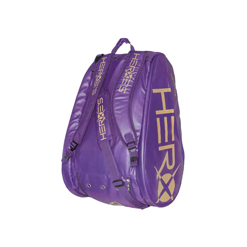SPORT: BEACH TENNIS. Find Heroes Brand Italia bags at iamRacketSports miami shop. Front and side profile of the  Heroe's THUNDER Purple Sports Backpack Bag.